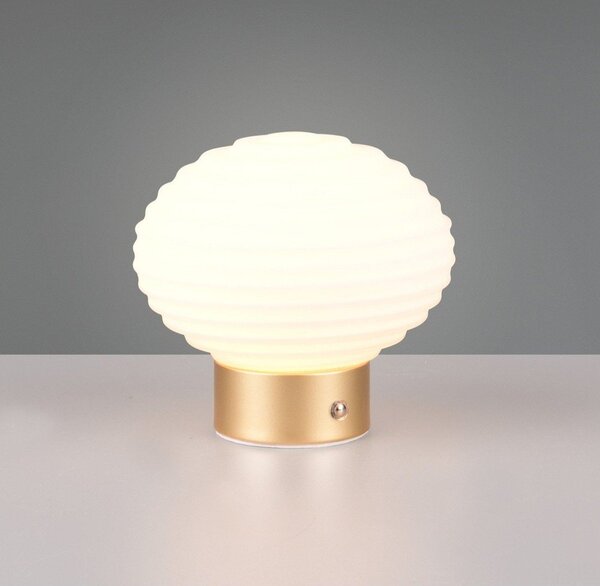 Stmívatelná LED stolní lampa v bílé a zlaté barvě se skleněným stínidlem (výška 14,5 cm) Earl – Reality