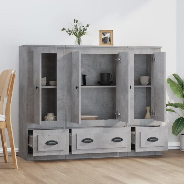 Příborníky 3 ks betonově šedé kompozitní dřevo 3185299