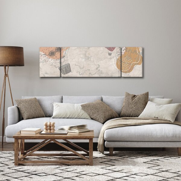 Obraz - Balóny nad městem, teplé tóny (170x50 cm)