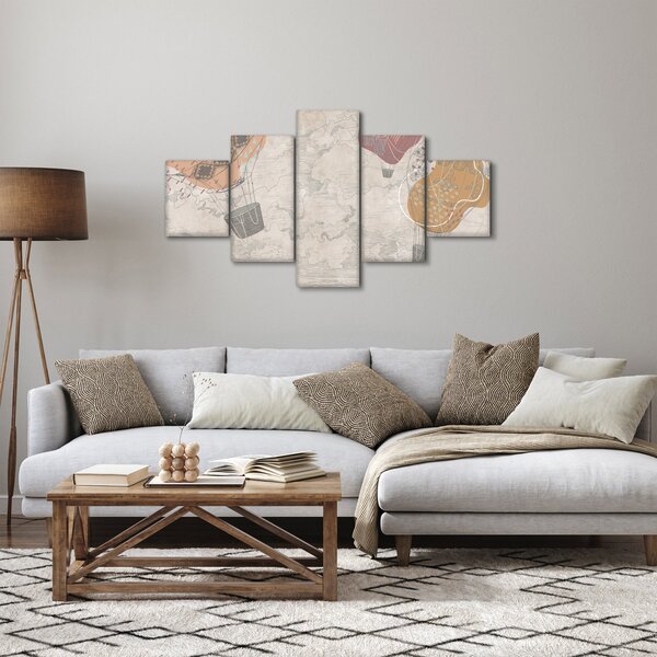 Obraz - Balóny nad městem, teplé tóny (125x70 cm)