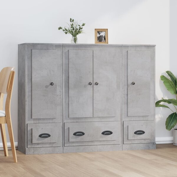 Příborníky 3 ks betonově šedé kompozitní dřevo 3185299