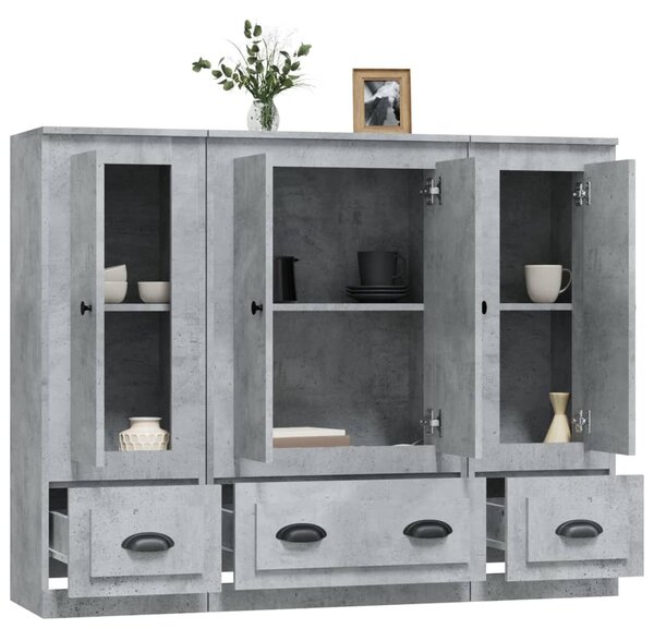 Příborníky 3 ks betonově šedé kompozitní dřevo 3185299