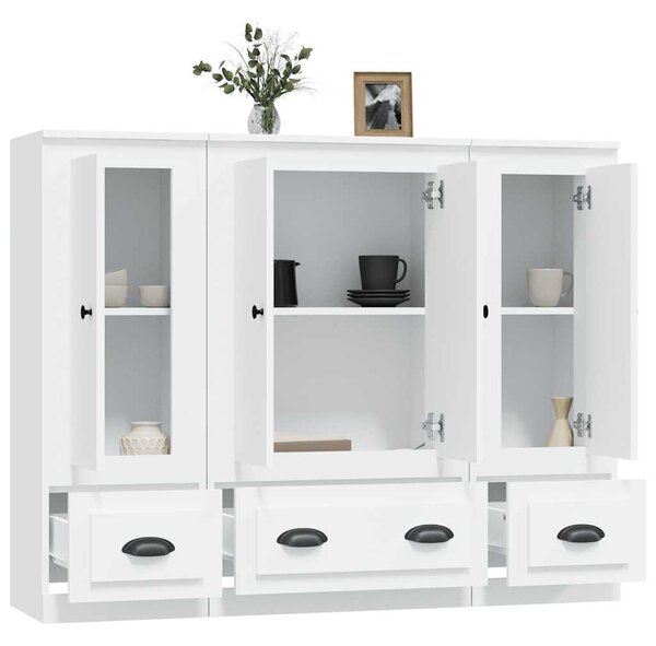 Příborníky 3 ks bílé kompozitní dřevo 3185295