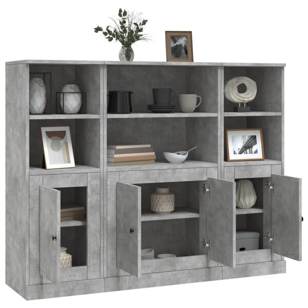 Příborníky 3 ks betonově šedé kompozitní dřevo 3185307