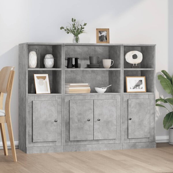 Příborníky 3 ks betonově šedé kompozitní dřevo 3185307