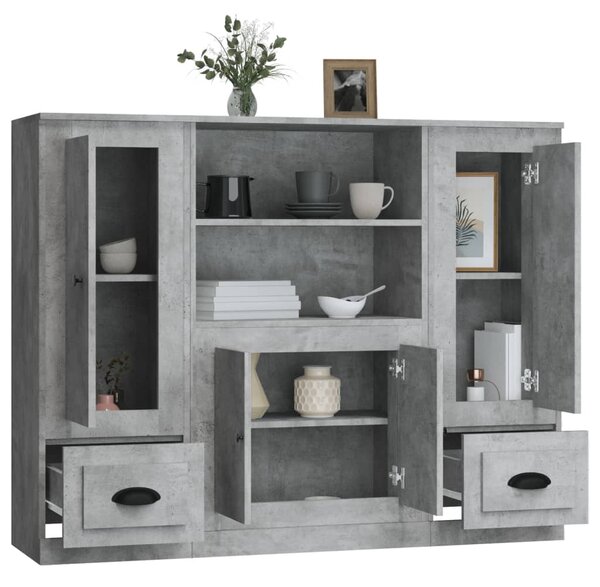 Příborníky 3 ks betonově šedé kompozitní dřevo 3185315