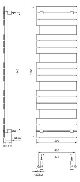Aqualine Aqualine, BONDECO topné těleso 500x1606mm, černá mat, DC516B
