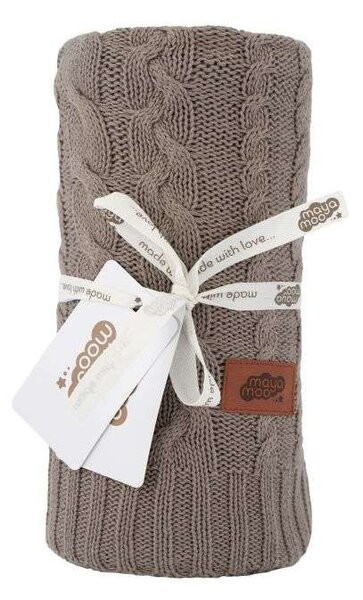 DETEXPOL Pletená bavlněná deka do kočárku taupe Bavlna, 80/100 cm