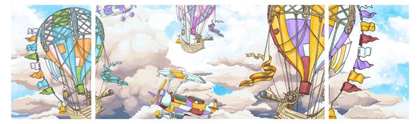 Obraz - Výprava v oblacích (170x50 cm)