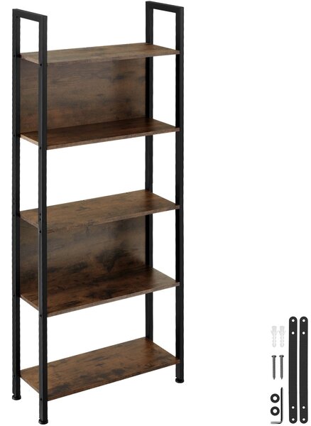 Tectake Regál Westport 62x24x165,5cm - Industriální dřevo tmavé, rustikální