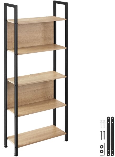 Tectake Regál Westport 62x24x165,5cm - Industrial světlé dřevo, dub Sonoma