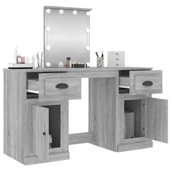 Toaletní stolek s LED šedý sonoma 130 x 50 x 132,5 cm 3185349