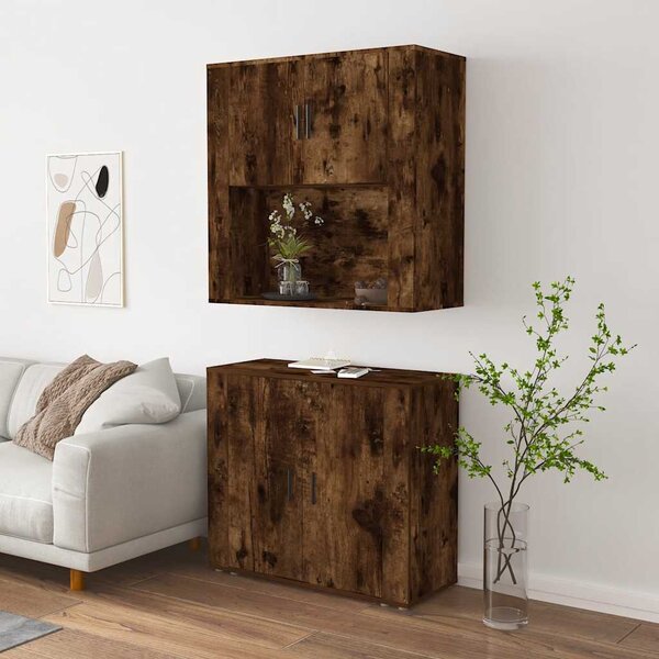 Skříň highboard kouřový dub kompozitní dřevo 3185356