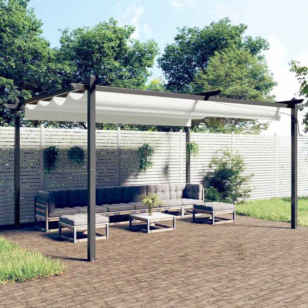 Zahradní altán se zatahovací střechou 4 x 3 m krémový 318537