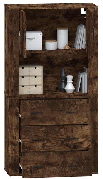 Skříň highboard kouřový dub kompozitní dřevo 3185388