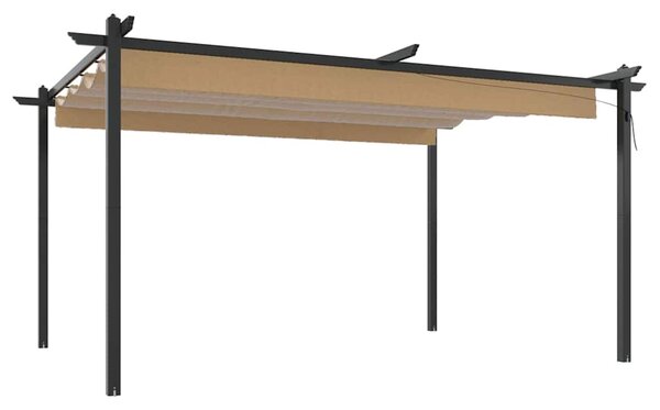 Zahradní altán se zatahovací střechou 4 x 3 m taupe 318539