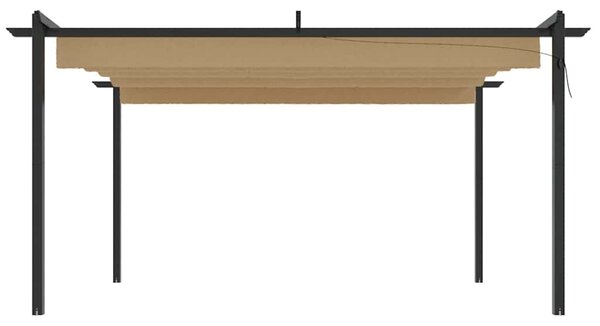 Zahradní altán se zatahovací střechou 4 x 3 m taupe 318539