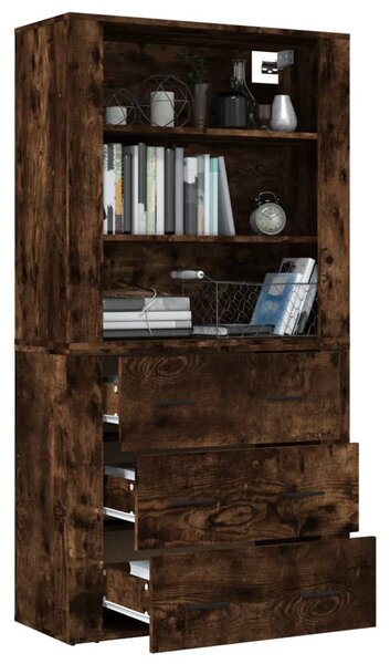 Skříň highboard kouřový dub kompozitní dřevo 3185396