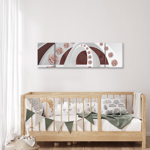 Obraz - 3D oblouky s květy (170x50 cm)