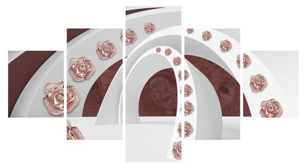 Obraz - 3D oblouky s květy (125x70 cm)