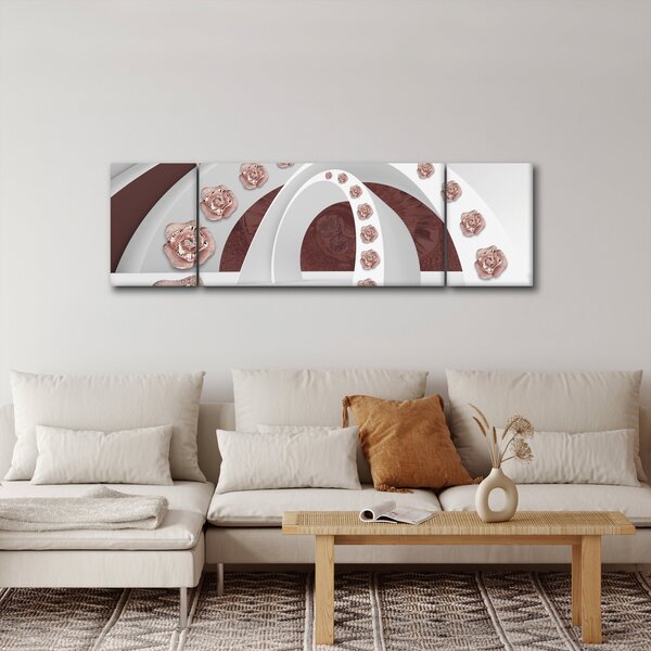 Obraz - 3D oblouky s květy (170x50 cm)