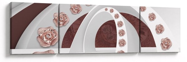 Obraz - 3D oblouky s květy (170x50 cm)