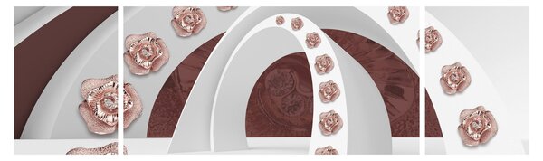 Obraz - 3D oblouky s květy (170x50 cm)
