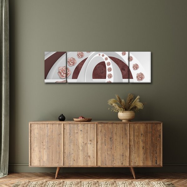 Obraz - 3D oblouky s květy (170x50 cm)