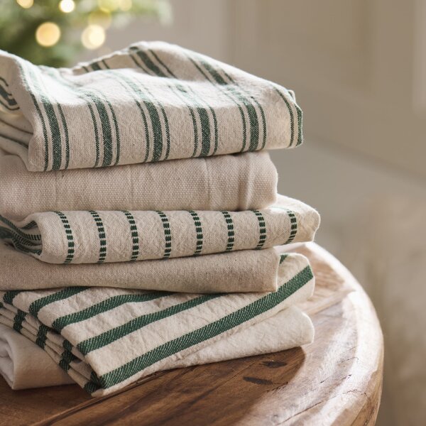 Bavlněná utěrka Orla Green Woven Stripes