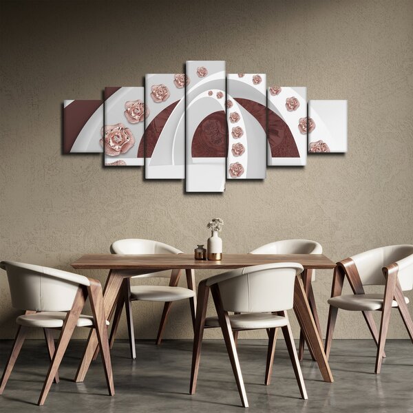 Obraz - 3D oblouky s květy (210x100 cm)
