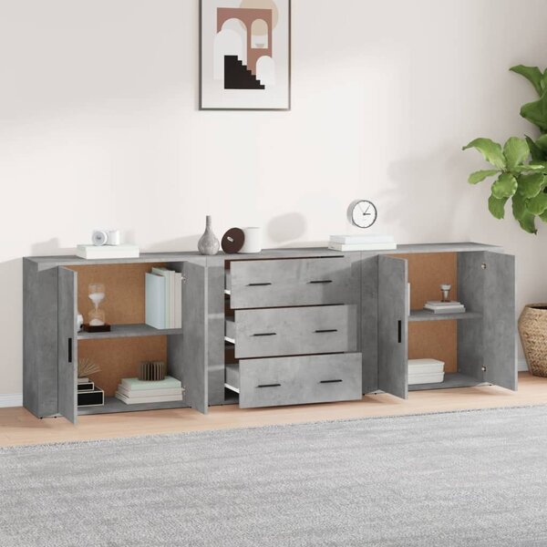 Příborníky 3 ks betonově šedé kompozitní dřevo 3185403
