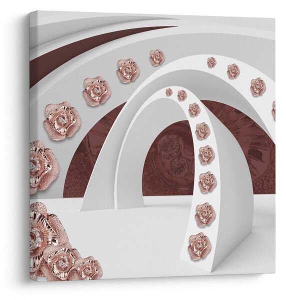 Obraz - 3D oblouky s květy (30x30 cm)