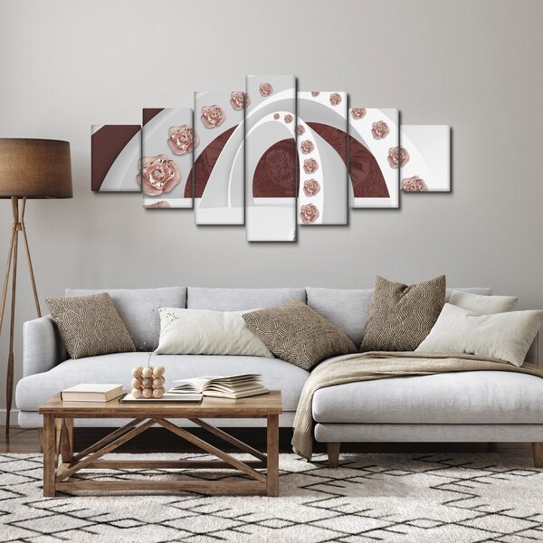 Obraz - 3D oblouky s květy (210x100 cm)