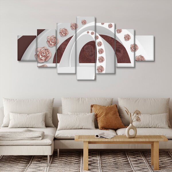 Obraz - 3D oblouky s květy (210x100 cm)