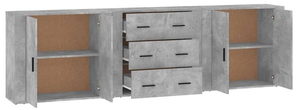 Příborníky 3 ks betonově šedé kompozitní dřevo 3185403