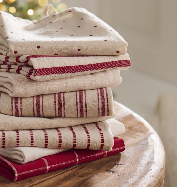 Bavlněná utěrka Holly Red Woven Stripes
