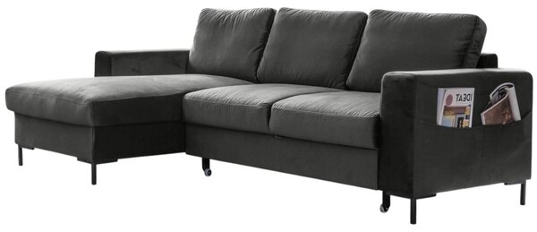 -25 % Dny MOMENTI– Miuform Sametová rozkládací pohovka Lofty Lilly 236 cm, levá