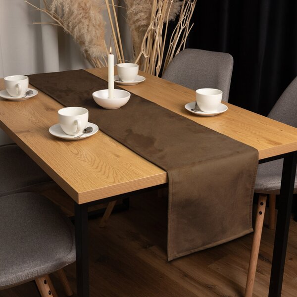 Biante Běhoun na stůl/imitace broušené kůže Alcantara ALC-022 Hnědý 20x120 cm