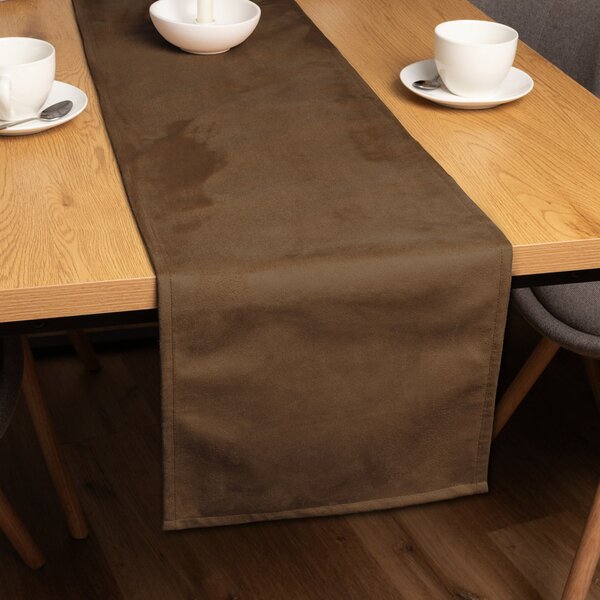 Biante Běhoun na stůl/imitace broušené kůže Alcantara ALC-022 Hnědý 20x120 cm