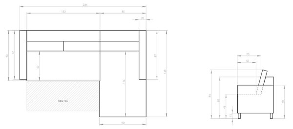 -25 % Dny MOMENTI– Miuform Sametová rozkládací pohovka Lofty Lilly 236 cm, pravá