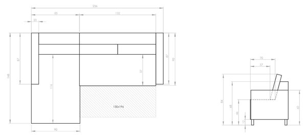 -25 % Dny MOMENTI– Miuform Sametová rozkládací pohovka Lofty Lilly 236 cm, levá