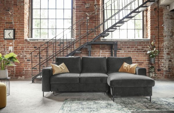 -25 % Dny MOMENTI– Miuform Sametová rozkládací pohovka Lofty Lilly 236 cm, pravá