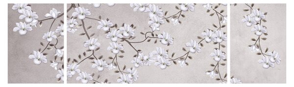Obraz - Květy v šedivé krajině (170x50 cm)