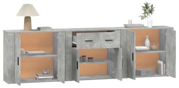 Příborníky 3 ks betonově šedé kompozitní dřevo 3185419
