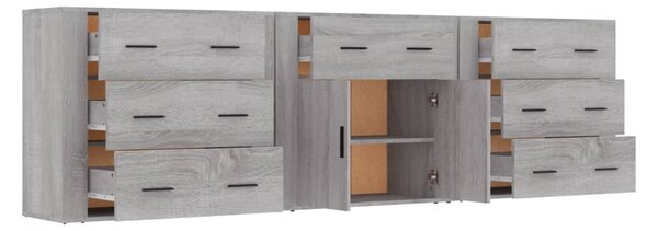 Příborníky 3 ks šedé sonoma kompozitní dřevo 3185429