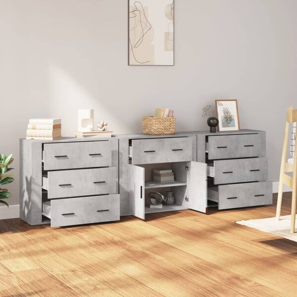 Příborníky 3 ks betonově šedé kompozitní dřevo 3185427