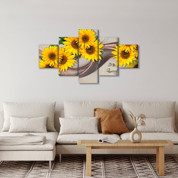 Obraz - Zářící květy slunečnic (125x70 cm)