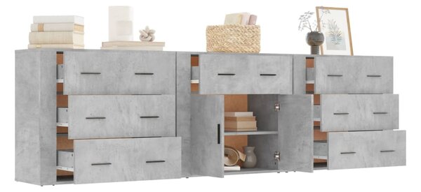 Příborníky 3 ks betonově šedé kompozitní dřevo 3185427