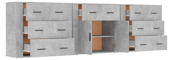 Příborníky 3 ks betonově šedé kompozitní dřevo 3185427