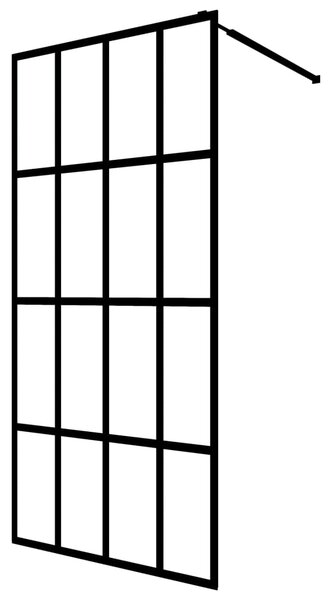 Zástěna do průchozí sprchy s policí černá 118x190 cm ESG/hliník 3185486